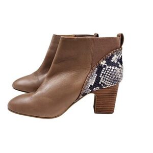 Jack rogers poppy high heeled leather bootie with snakeskin